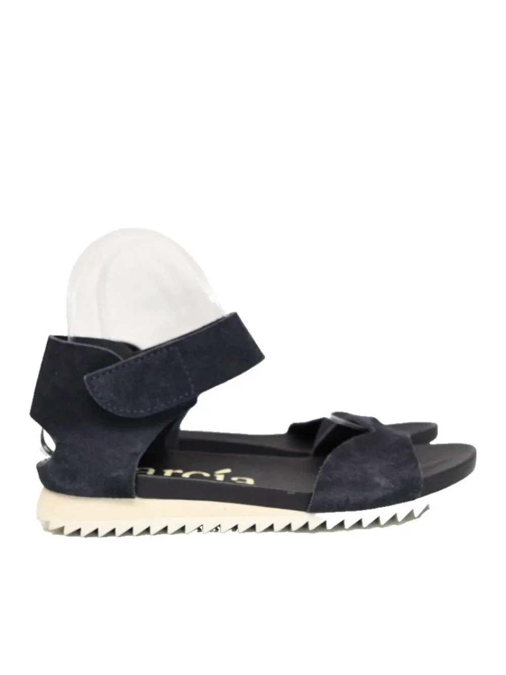 $600 PEDRO GARCIA JARA NAVY SUEDE STRAP SAWTOOTH SOLE SANDAL 37 (DD3)